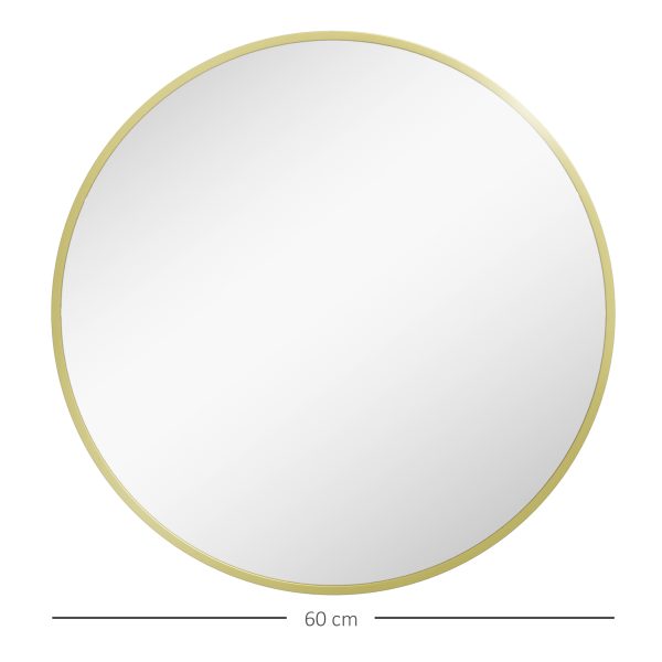 HOMCOM Round Bathroom Mirror, Modern Wall Mirror Aluminium Frame, 60 x 60cm - Image 3