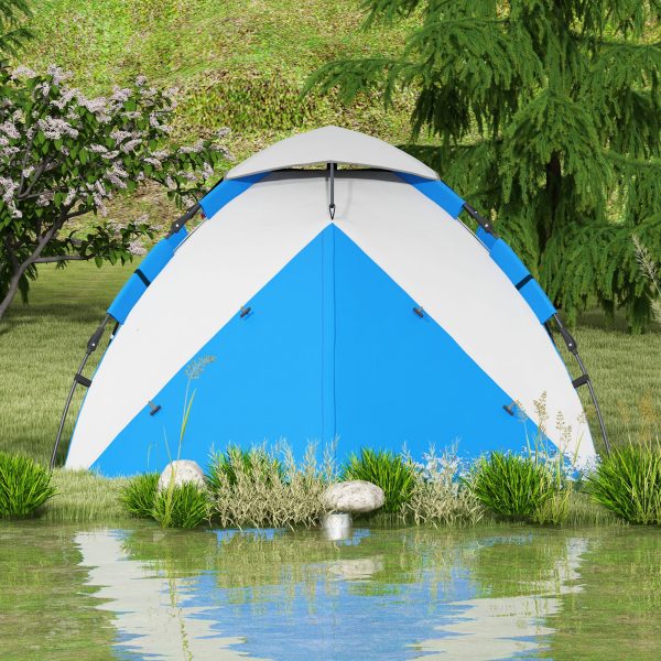 Outsunny 3-4 Man Camping Tent Portable with Bag, Quick Setup, Blue - Image 8