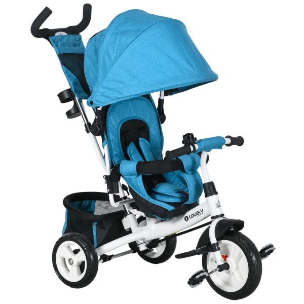 HOMCOM 4 in 1 Kids Trike, Stroller with Parent Handle, Blue