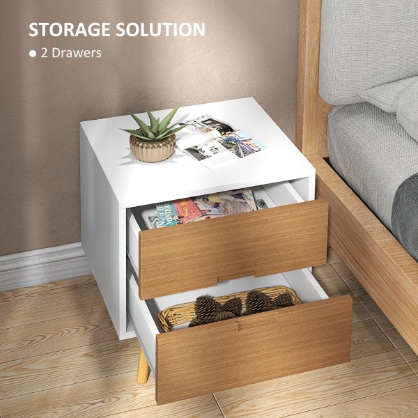HOMCOM Bedside Table with 2 Drawers for Bedroom, Living Room - Image 4