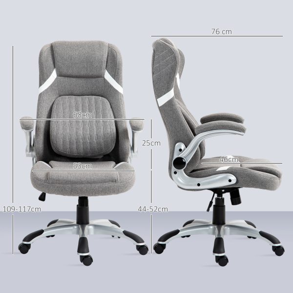 Vinsetto Fabric Office Desk Chair with Adjustable Height Tilt Function Grey - Image 5
