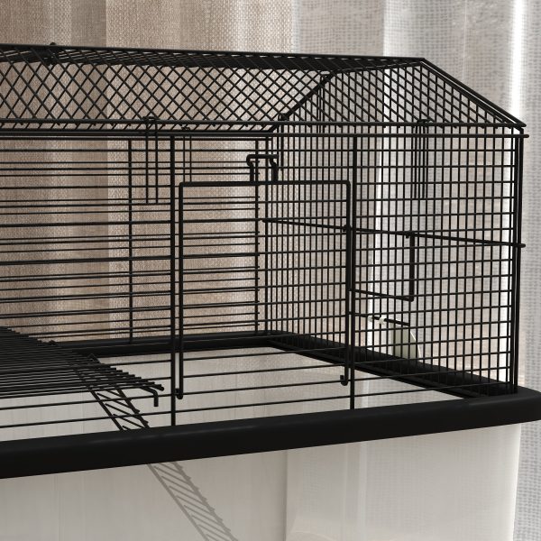 PawHut Hamster Cage, Two-Tier Gerbil Cage w/ Deep Bottom, Ramp, Food Dish - Image 8