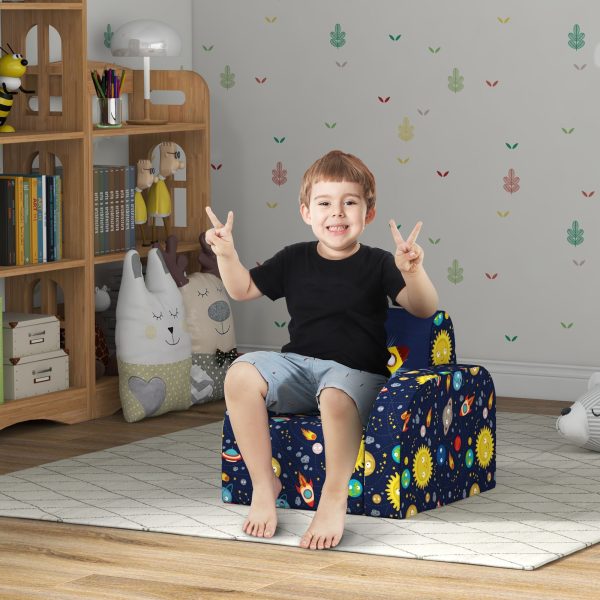AIYAPLAY Kids Armchair, Foldable Toddler Chair for Bedroom - Dark Blue - Image 2