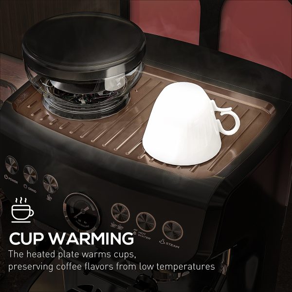 Espresso Coffee Machine w/ Integrated Bean Grinder & Steam Wand 15 Bar Pressure - Image 6