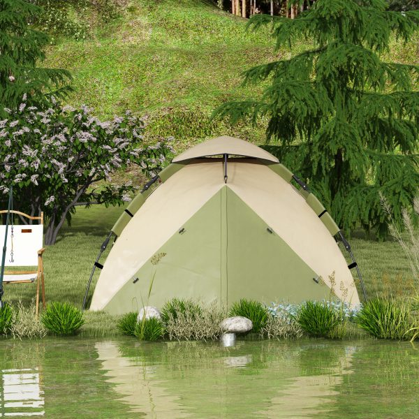 Outsunny 3-4 Man Camping Tent Portable with Bag, Quick Setup, Dark Green - Image 8
