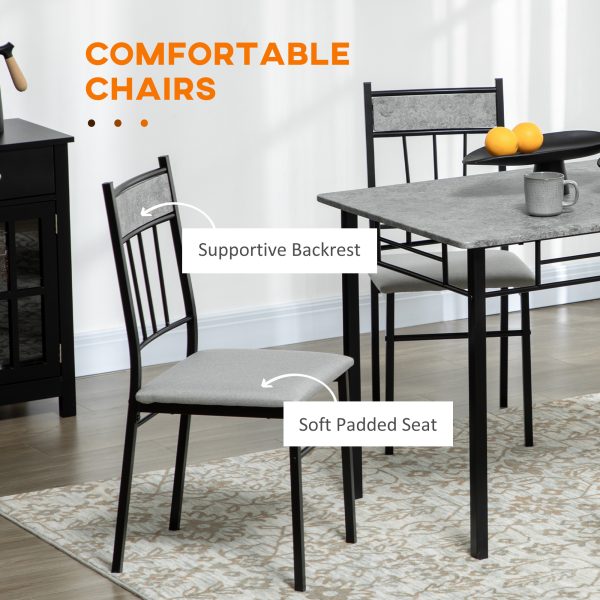 HOMCOM 5 Pieces Dining Room Sets, Kitchen Table and Chairs Set 4 with Marble Top - Image 5