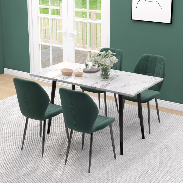 HOMCOM Modern Style Kitchen Chairs Set of 4 with Flannel Upholstered, Dark Green - Image 4