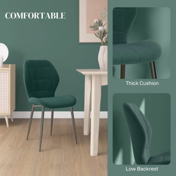 HOMCOM Modern Style Kitchen Chairs Set of 4 with Flannel Upholstered, Dark Green - Image 5