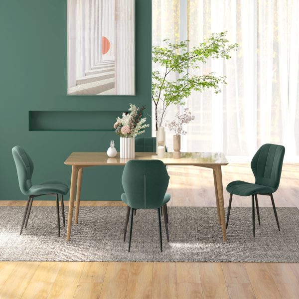 HOMCOM Modern Style Kitchen Chairs Set of 4 with Flannel Upholstered, Dark Green - Image 8
