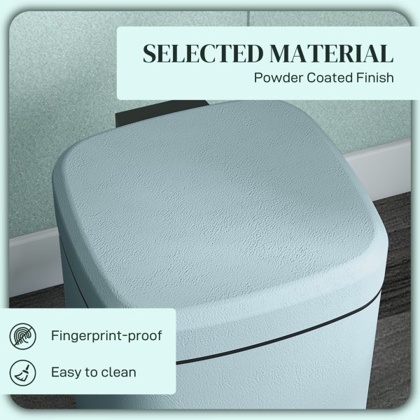 HOMCOM 12L Kitchen Pedal Bin, Metal Rubbish Bin with Soft-close Lid, Light Green - Image 6