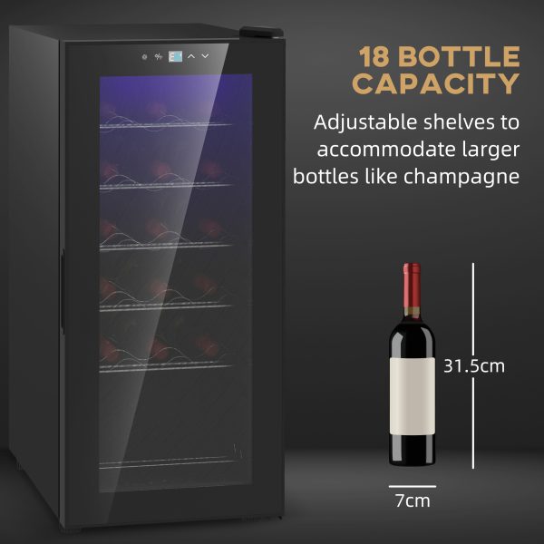 HOMCOM 50L Undercounter Wine Cooler Fridge with LED Light Glass Door 18 Bottles - Image 4