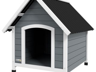 PawHut Dog Kennel Outdoor Dog House w/ Removable Floor, for Medium Dogs - Grey