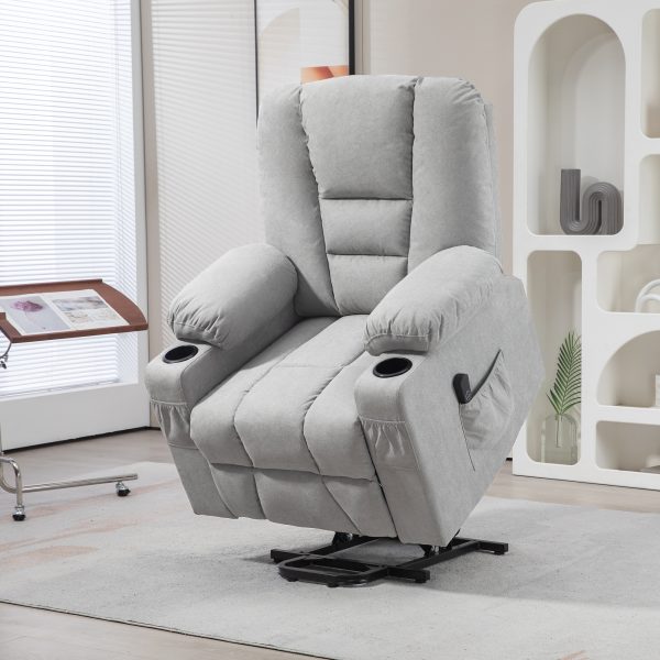 HOMCOM Riser and Recliner Chair w/ Remote, Lift Chair for Elderly, Light Grey - Image 2