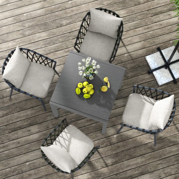 Outsunny Extendable Garden Table for 6 with Aluminium Frame for Patio, Balcony - Image 7