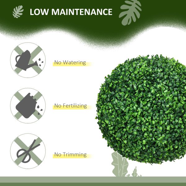 HOMCOM Set of 2 Artificial Topiary Balls Indoor Outdoor Faux Boxwood Balls - Image 6