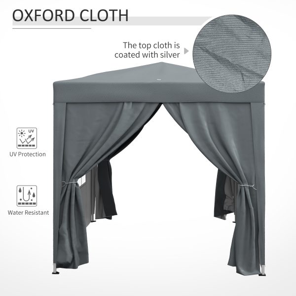 Outsunny 2mx2m Pop Up Gazebo Party Tent Canopy Marquee with Storage Bag Grey - Image 8