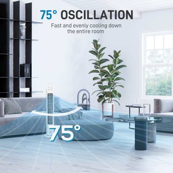 HOMCOM Oscillating Tower Fan Floor Fan with 4H Timer for Home Office White - Image 5