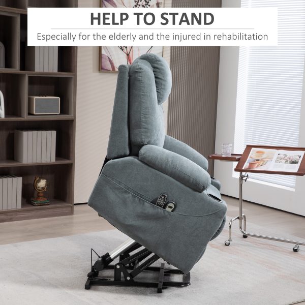 HOMCOM Lift Chair with Vibration Massage, Heat, Easy Assembly, Grey - Image 7