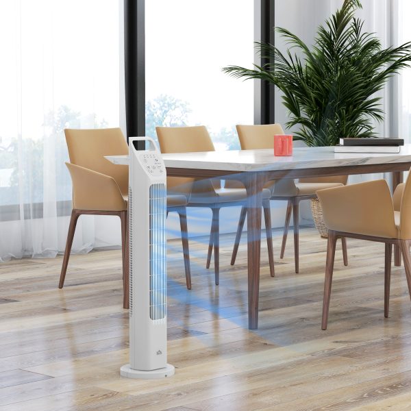 HOMCOM Oscillating Tower Fan Floor Fan with 4H Timer for Home Office White - Image 8