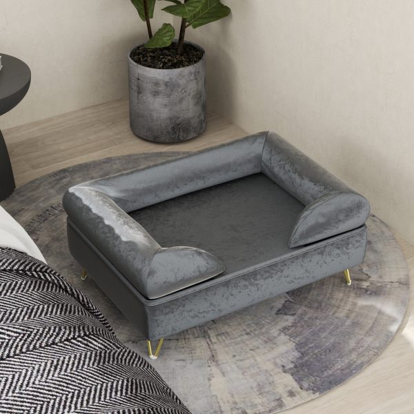 PawHut Dog Sofa Pet Couch w/ Removable Backrest Cushion Washable Cover - Grey - Image 7