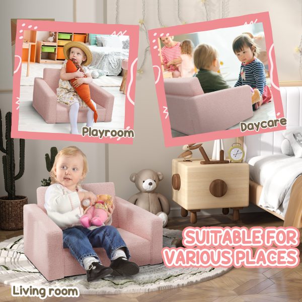 AIYAPLAY 2 in 1 Kids Chair Recliner with Washable Cushion, Cover, Pink - Image 4