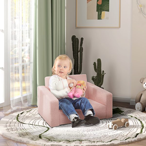 AIYAPLAY 2 in 1 Kids Chair Recliner with Washable Cushion, Cover, Pink - Image 2