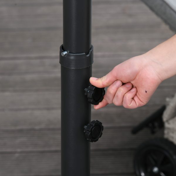 Outsunny 3m Garden Banana Parasol Cantilever Umbrella withCrank& Base, Black - Image 8