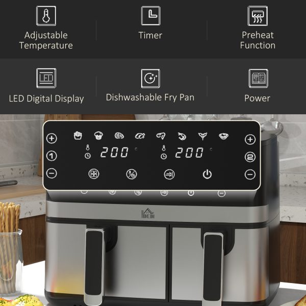 HOMCOM Dual Zone Air Fryer 8.5L Double Air Fryer with SYNCFinish 2700W - Image 6