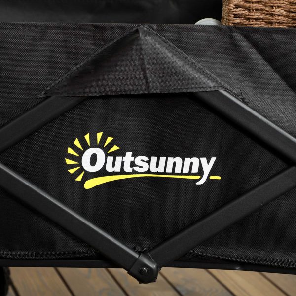 Outsunny Folding Outdoor Storage Trolley Cart Bag Telescopic Handle Brakes Black - Image 8