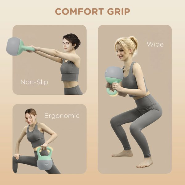 SPORTNOW 8KG Kettlebell with Soft Body and Non-Slip Handle, Grey and Green - Image 4