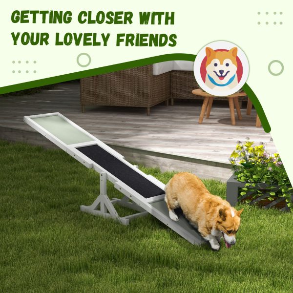 PawHut Wooden Pet Seesaw for Big Dogs with Anti-Slip Surface, White - Image 6