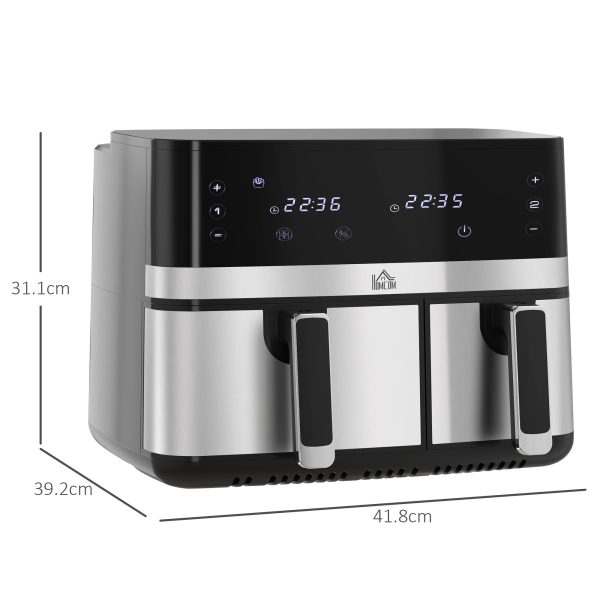 HOMCOM Dual Zone Air Fryer 8.5L Double Air Fryer with SYNCFinish 2700W - Image 4