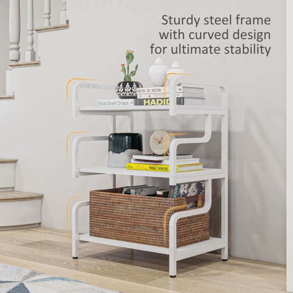 HOMCOM 3-Tier Storage Shelf, Metal Shelves for Storage for Home Office, White - Image 5