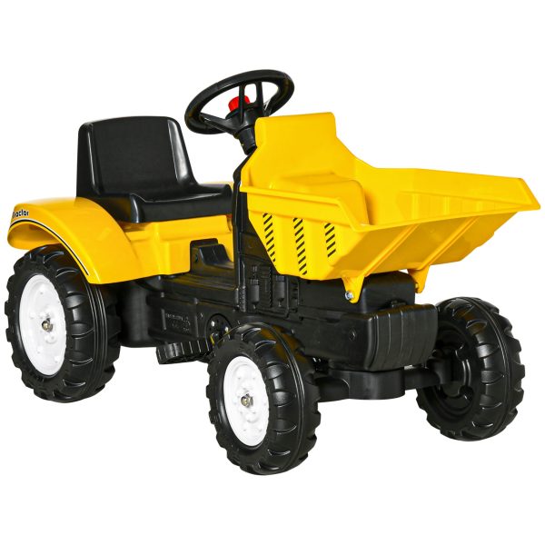 HOMCOM Ride on Tractor No Power for Kids with Manual Control Bucket