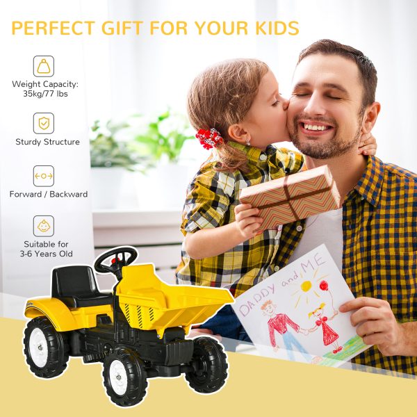 HOMCOM Ride on Tractor No Power for Kids with Manual Control Bucket - Image 3