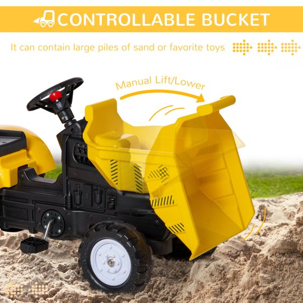 HOMCOM Ride on Tractor No Power for Kids with Manual Control Bucket - Image 4