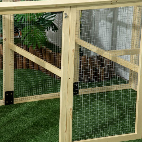 PawHut Chicken Run, Wooden Chicken Coop w/ Combinable Design-Natural Wood Finish - Image 7