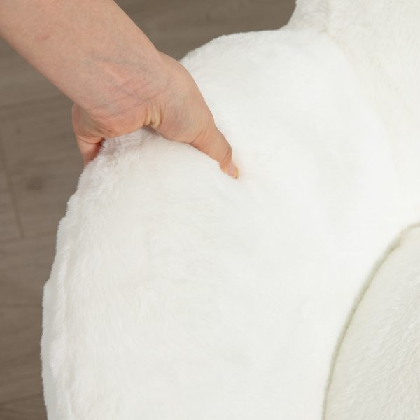 HOMCOM Fluffy Leisure Chair Office Chair with Backrest Wheels Cream White - Image 8