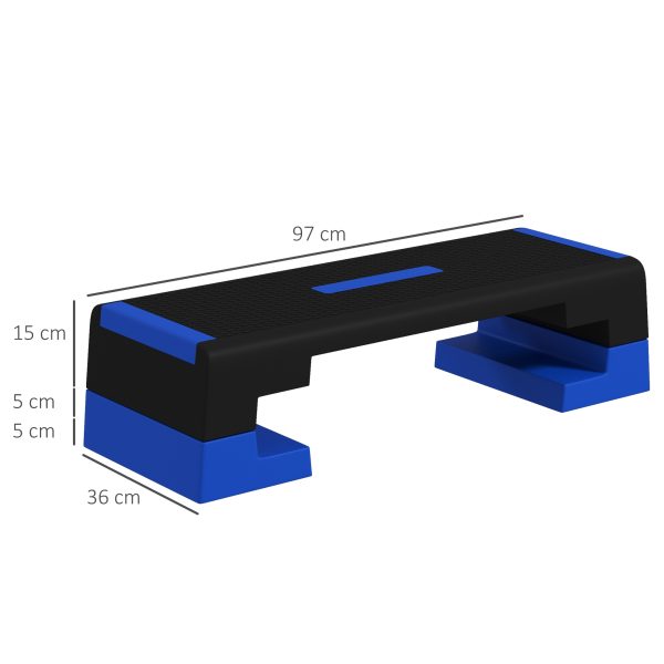 SPORTNOW 15cm/20cm/25cm Aerobic Step Platform for Home and Office, Blue - Image 6