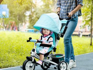 HOMCOM 6 in 1 Kids Trike, Stroller with Parent Handle, Green