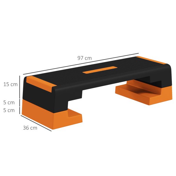 SPORTNOW 15cm/20cm/25cm Aerobic Step Platform for Home and Office, Orange - Image 5