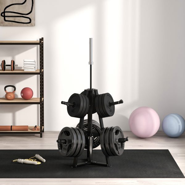 SPORTNOW Weight Plate Storage Rack with 6 Fasten Clamps, Max Load 300kg - Image 2