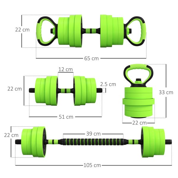 SPORTNOW Weight Dumbbells Set, Barbell, Kettlebell, Push Up Stand, 30kg - Image 5