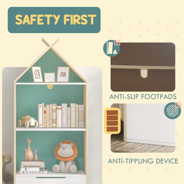 AIYAPLAY Kids Bookshelf with 3 Shelves, Drawer, Anti-tip Device, for Kids Room - Image 6