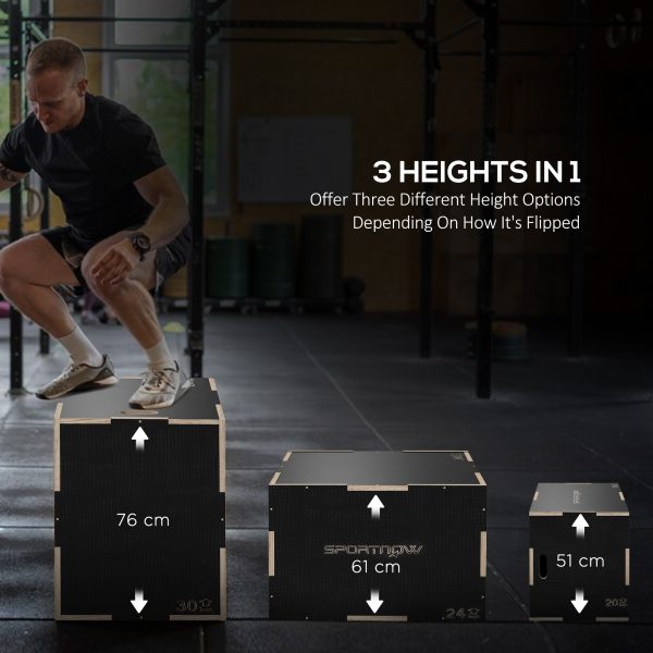 SPORTNOW 51/61/76cm Plyometric Jump Box, Wooden Plyo Box for Home Gym - Image 3