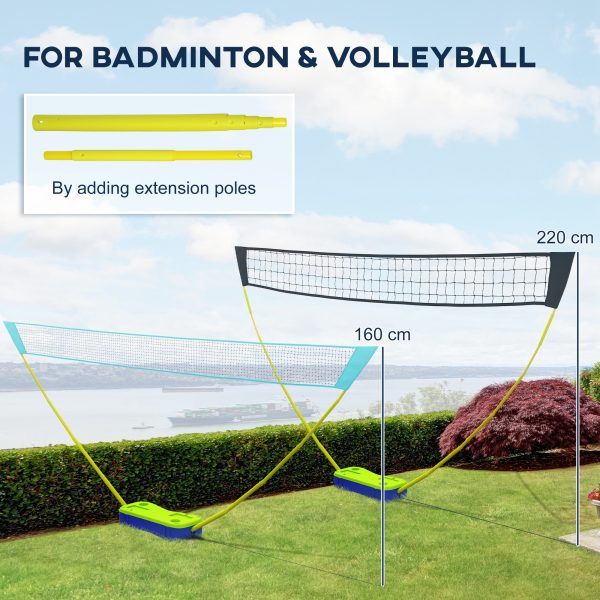 SPORTNOW Portable Badminton Net Set with Volleyball Net, Rackets, Shuttlecocks - Image 3