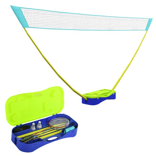 SPORTNOW Portable Badminton Net Set with Volleyball Net, Rackets, Shuttlecocks