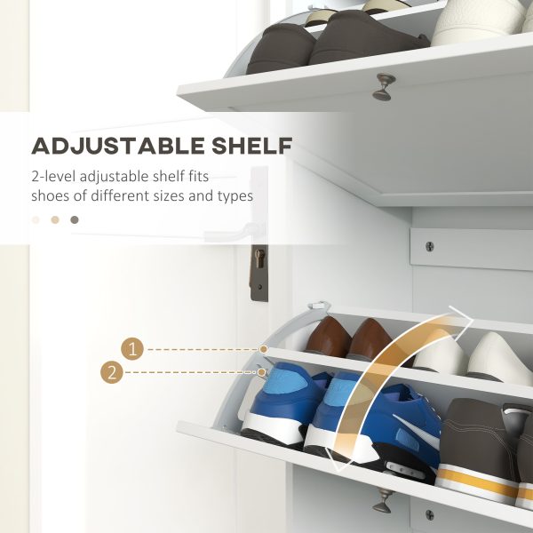 HOMCOM Narrow Shoe Cabinet with 3 Flip Drawers for 18 Pairs of Shoes White - Image 5