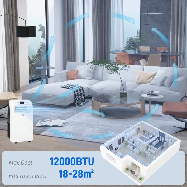 HOMCOM 12000 BTU Portable Air Conditioner with 28mÂ², Dehumidifier, Timer - Image 4