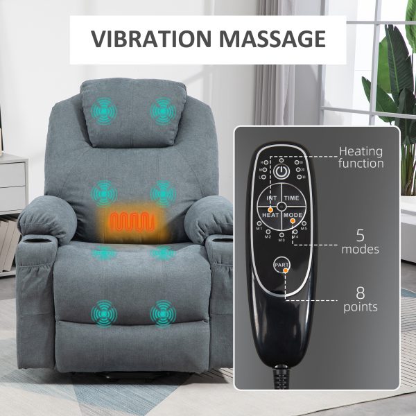 HOMCOM Lift Chair with Vibration Massage, Heat, Easy Assembly, Grey - Image 5